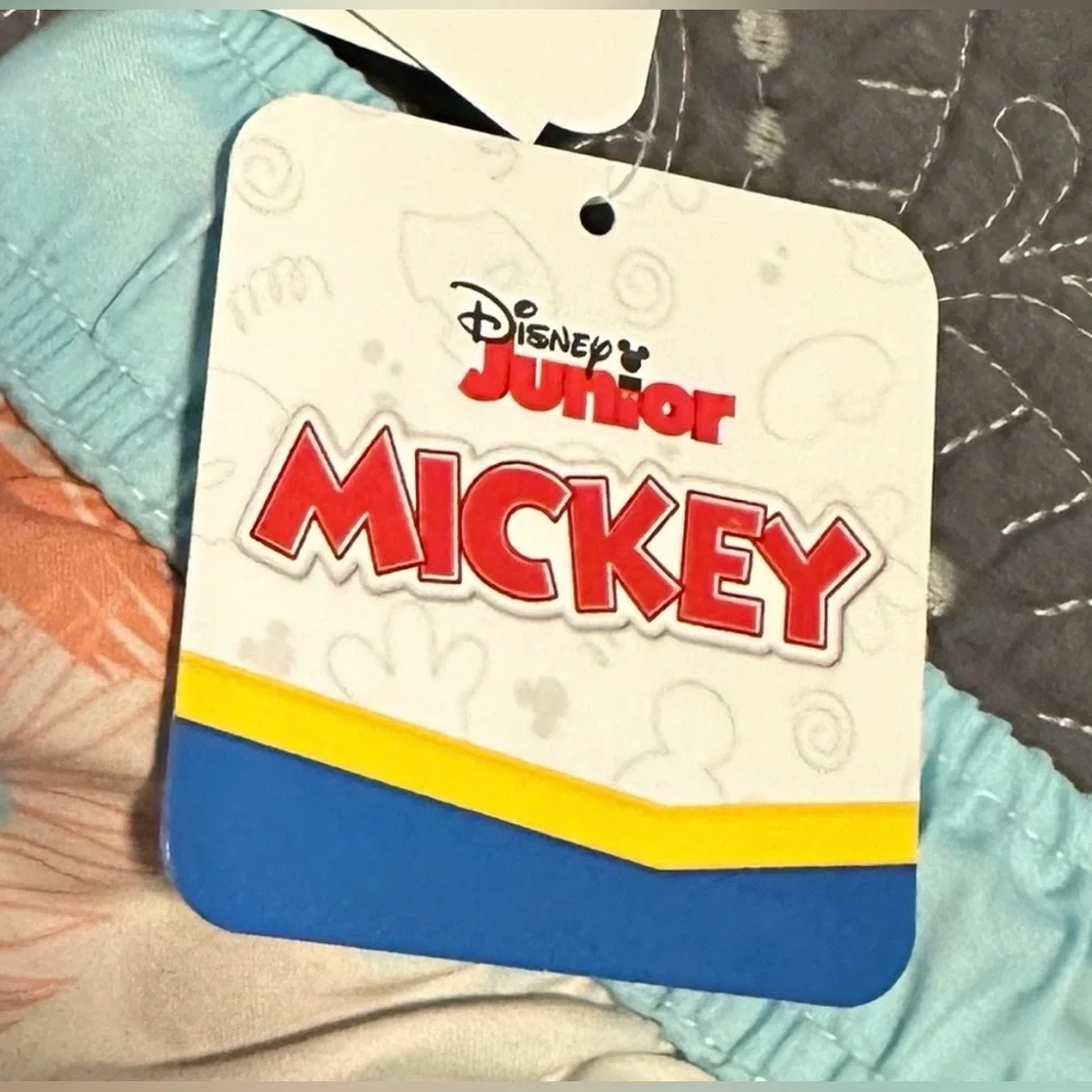Disney Toddler Boys Surfer Mickey Mouse Aqua/Orange Swim Trunks NWT Size 2T
